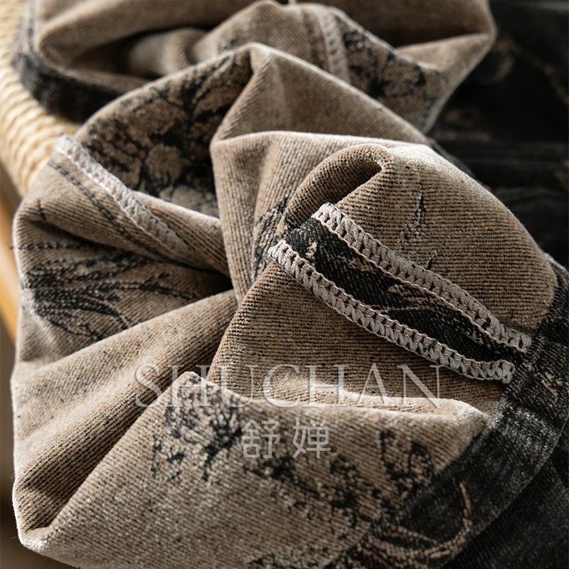 Зимние флокированные жаккардовые прямые широкие джинсовые брюки женские джинсы