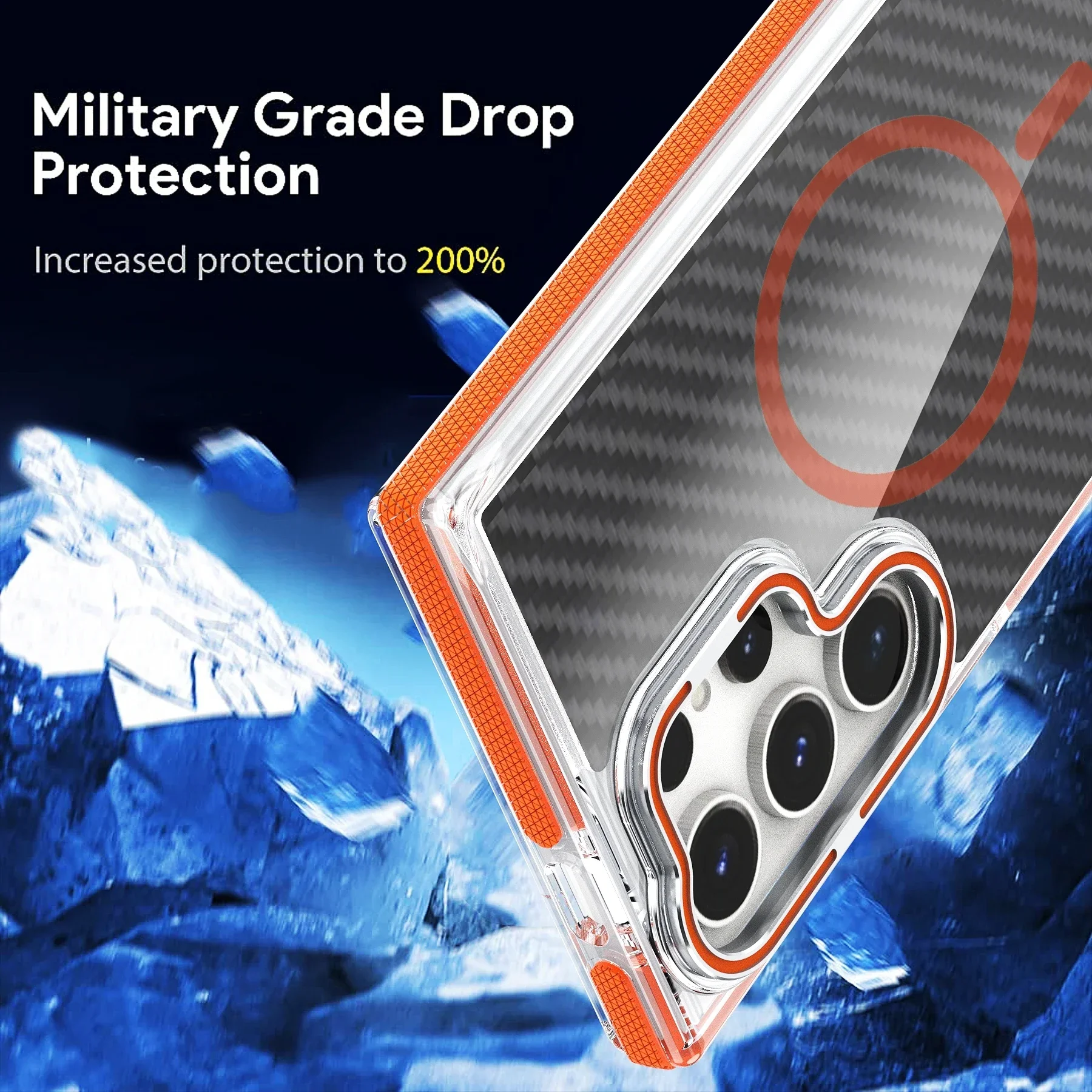 Противоскользящий армированный чехол Magsafe из поликарбоната в стиле милитари для