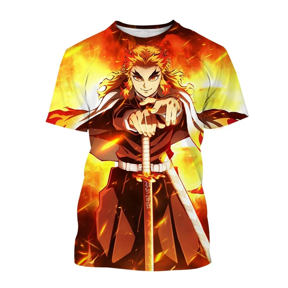 Personaggi Dei Cartoni Animati Di Anime Vendita Caldi Rengoku Kyoujuru T-shirt Stampata in 3D Con Strada Cool Hip-hop