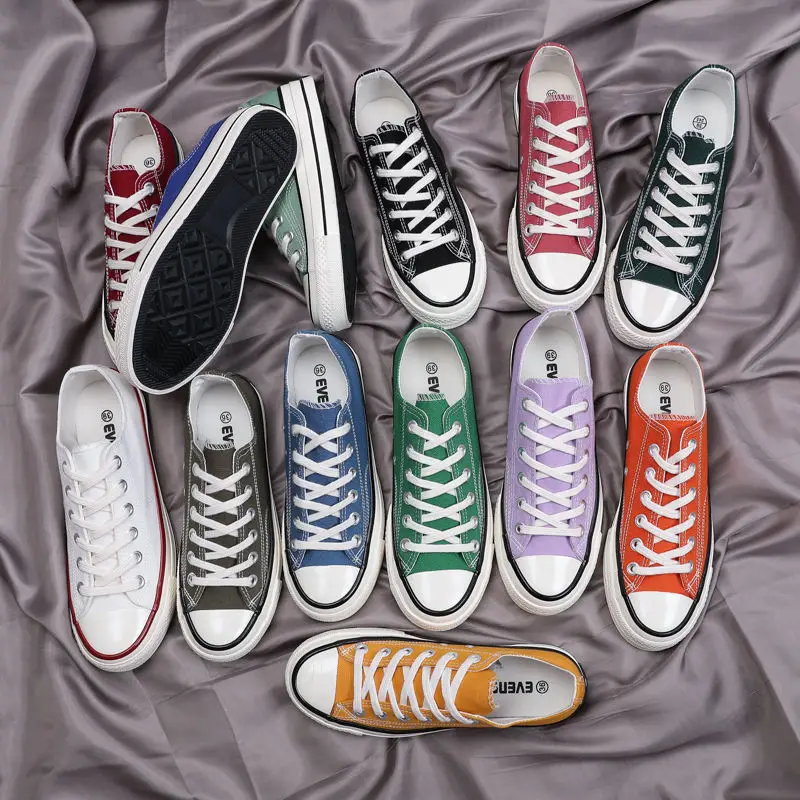 

Women Casual Sneakers Girls Vulcanized Shoes Woman Spring Summer Low Top Canvas Shoes Student Solid Color Lace Up Flats Sneakers