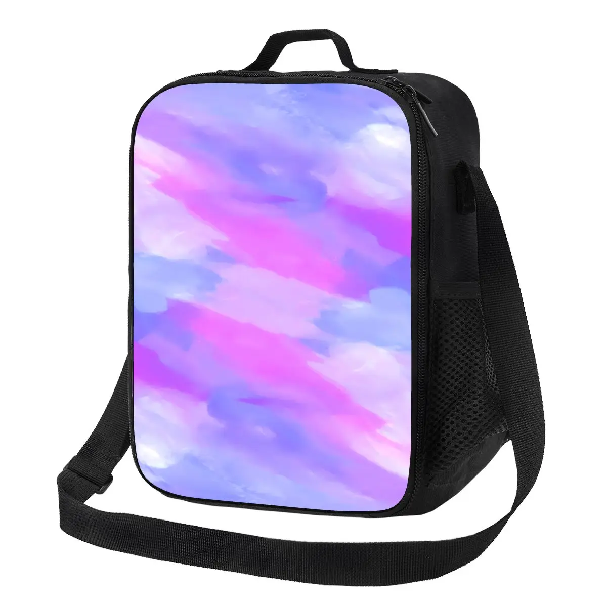 

Brush Print Lunch Bag For Child Watercolor Abstract Lunch Box Retro Travel Cooler Bag Convenient Oxford Thermal Tote Handbags