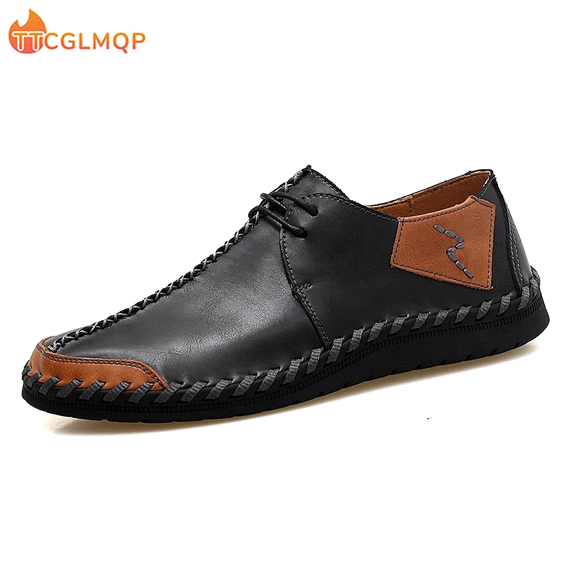

New Men's Casual Shoes Fashion High Quality Leather Driving Shoes Classic Comfortable Handmade Flat Shoes Men Shoes Big Size 47