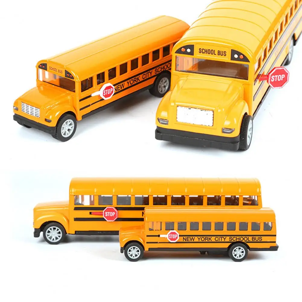

Rubber Wheels Durable Relieve Boredom Long-Nose School Bus with Pull-Back Action School Bus Toy Party Favor