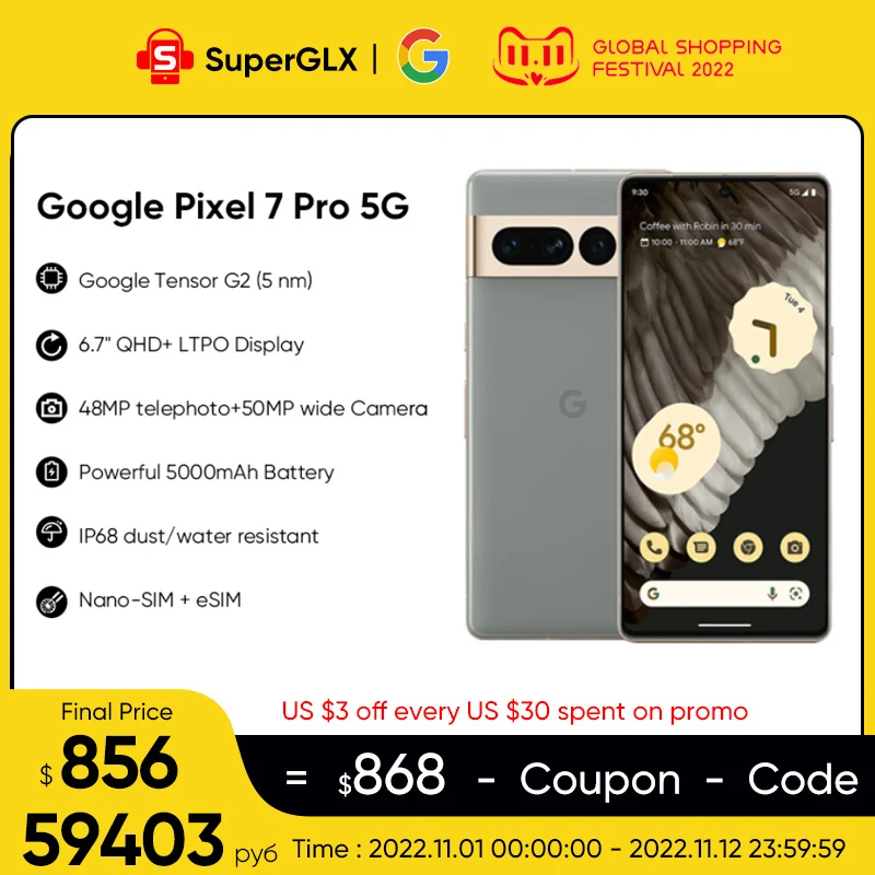 Kup Oryginalny Nowy Google Pixel 7 Pro 7Pro 5G Smartphone 6.7