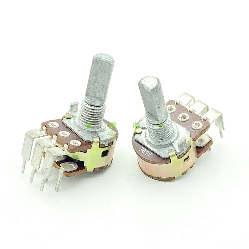 

2PCS 16 Type A50K A503 Dual Vertical Bend Feet Speaker Amplifier Audio Volume Potentiometer Double Row 6-Pin D Shaft Length 20mm