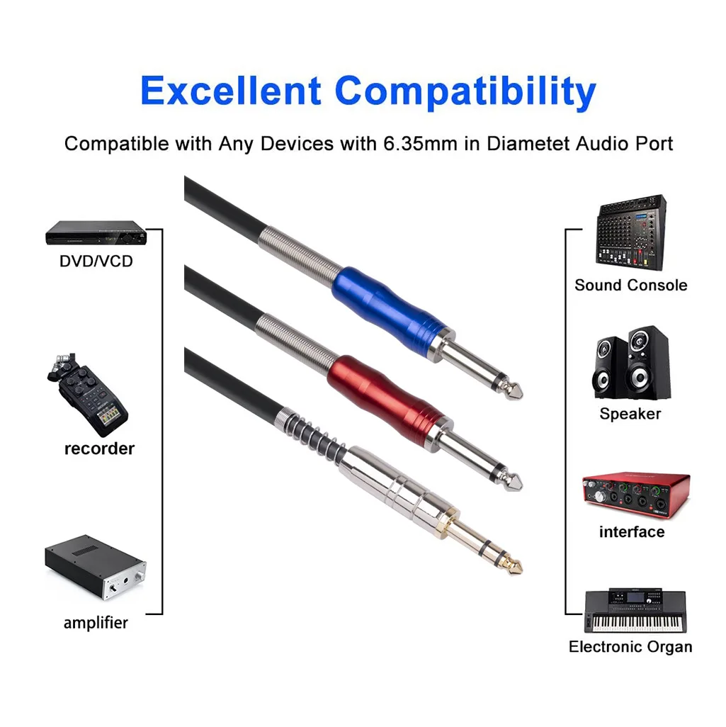 Carbon Stereo 6.35mm Jack Mic Plated Male To Double 6.35 Mono Audio Cable BLS0201 Display Port Audio Wire for Video PC Laptop TV enlarge