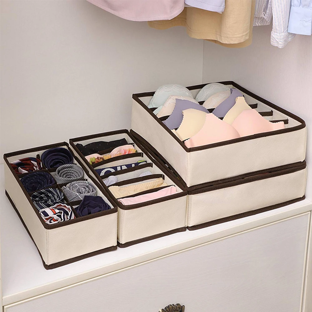 

6/7/8/24 Grid Storage Boxes fabric Multi-size Foldable Wardrobe Drawer Divider Lidded Closet Organizer clothing organizer