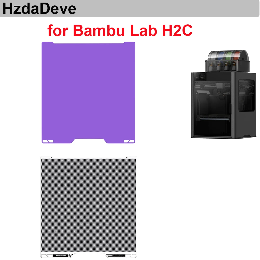 Фото Двусторонняя гладкая холодная печатная пластина H2C Vision Encoder и H2C Cool Plate с PEI-покрытием, 335x346.5 мм, усовершенствованная №1