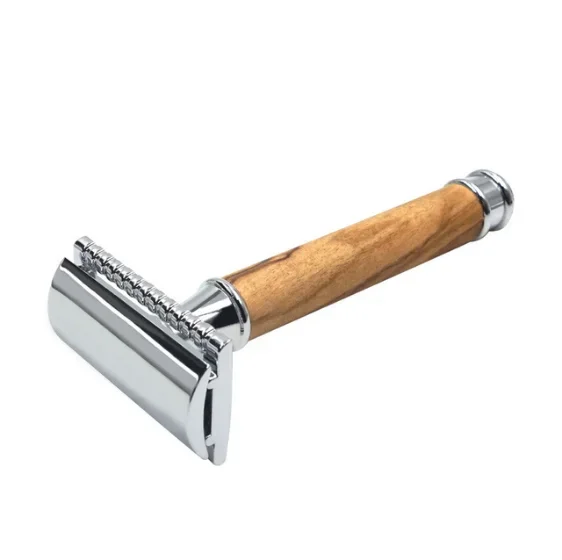 

Retro double-sided razor old-fashioned manual razor/ natural wood olive wood copper handle razor/ rarizonaor