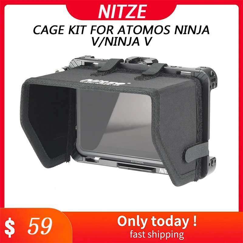 

Nitze Cage Kit for Atomos Ninja V/Ninja V+ with Cage Sunhood Screen Protector Silicone Case for Monitor and Screen Protection