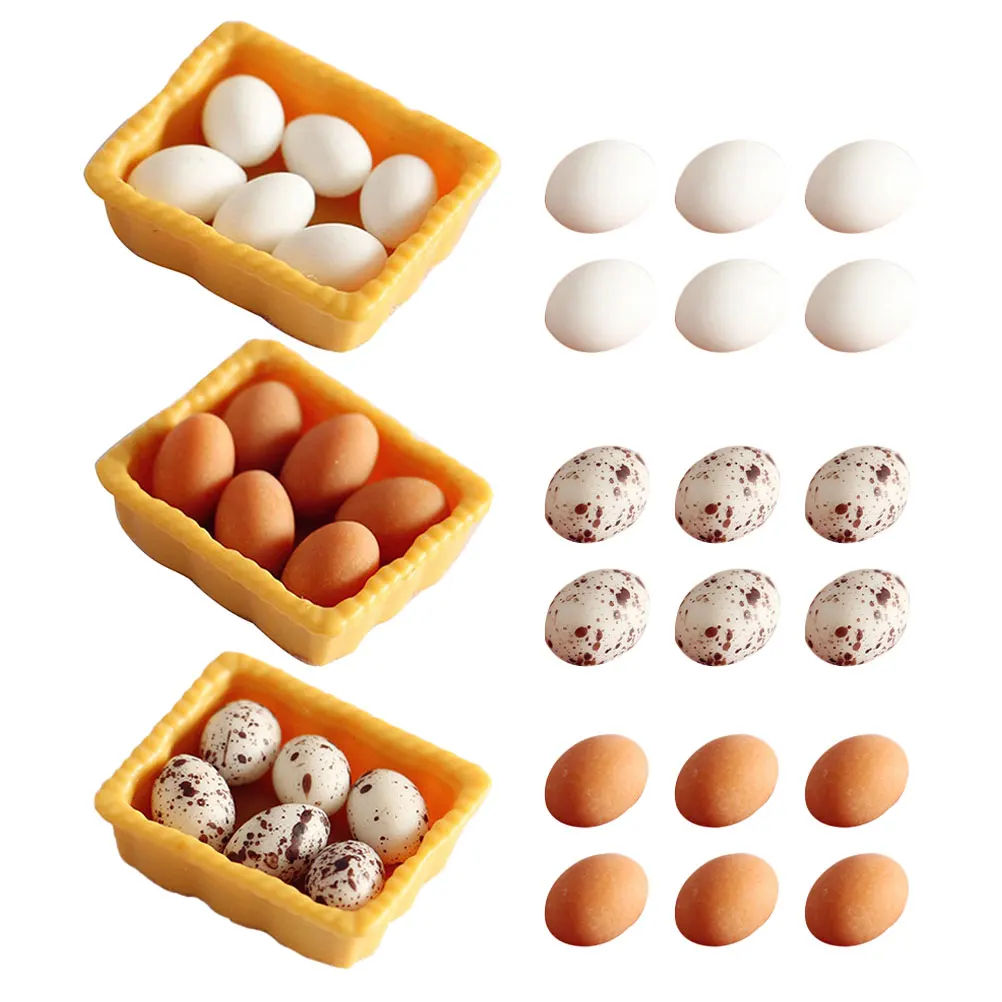 

3pcs/Set Simulation Miniature Egg Model With Egg Trays Kids Kitchen Pretend Play Toys Dollhouse Accessories