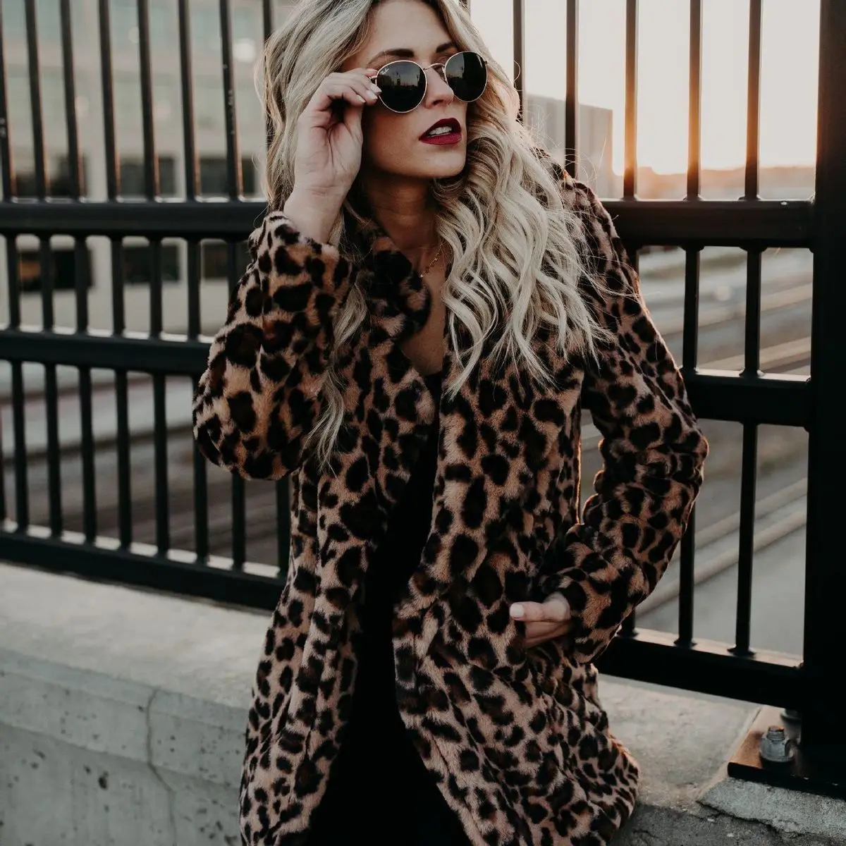 Leopard Print Faux Fur Coat Women Autumn Winter Thicken Warm Turn Down Collar Korean Fashion Tops Loose Female Clothing Parkas