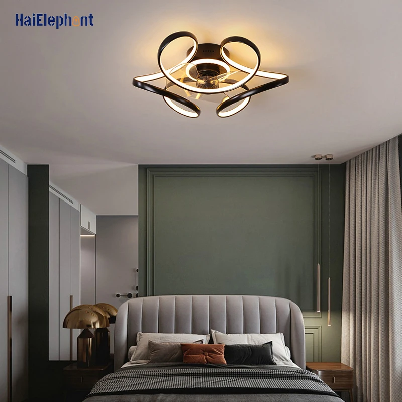 Современный светодиодный потолочный вентилятор освещение для кабинета столовой