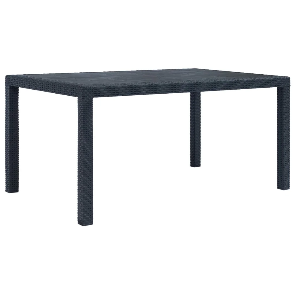 

Garden Dining Table, Rattan Look Plastic Outdoor Table , Patio Furniture Anthracite 150x90x72 cm