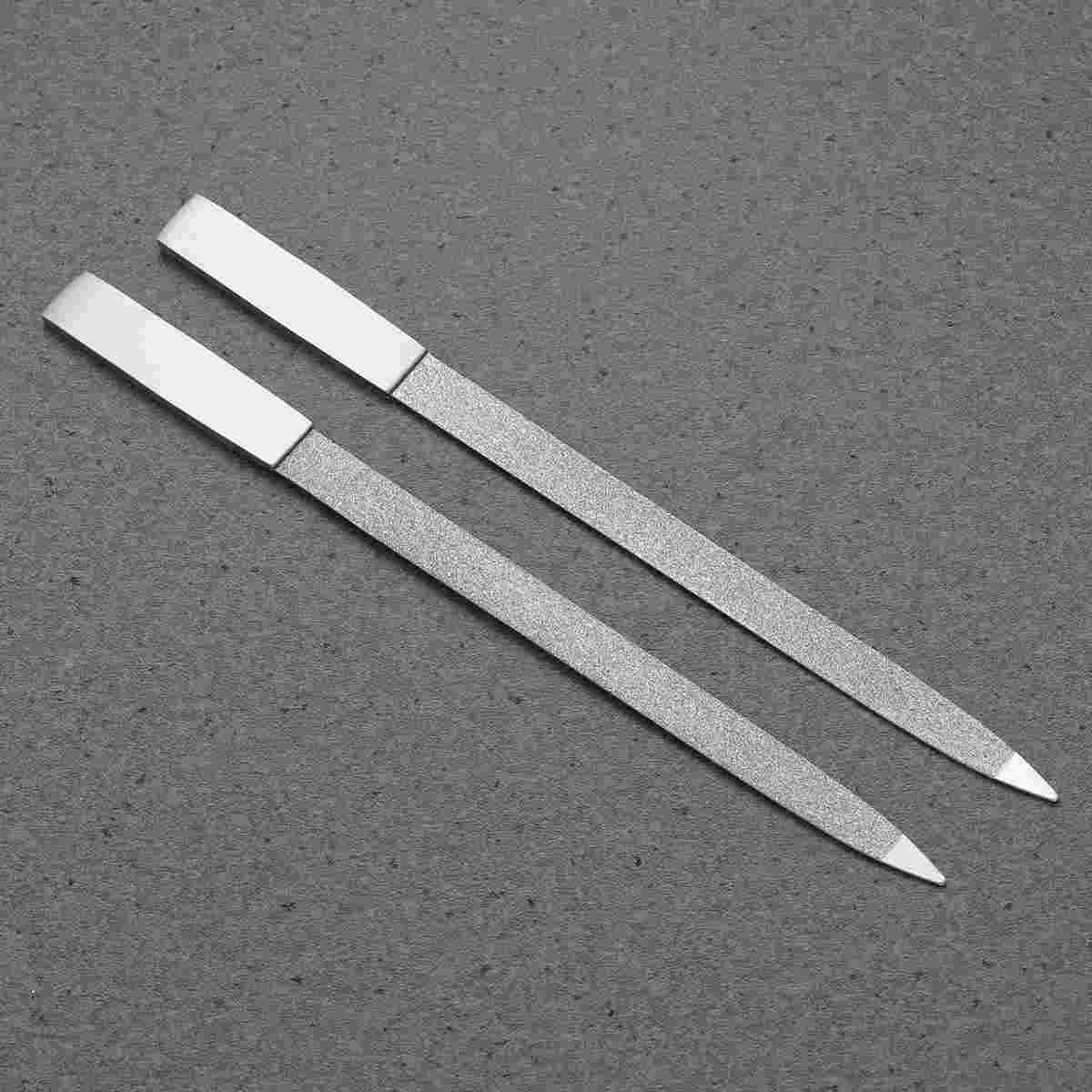 

2pcs Stainless Steel Sanding File Nail Sanding File Nail Tool Anti-rust Manicuring Tool Sanding File with Square Handle Lime