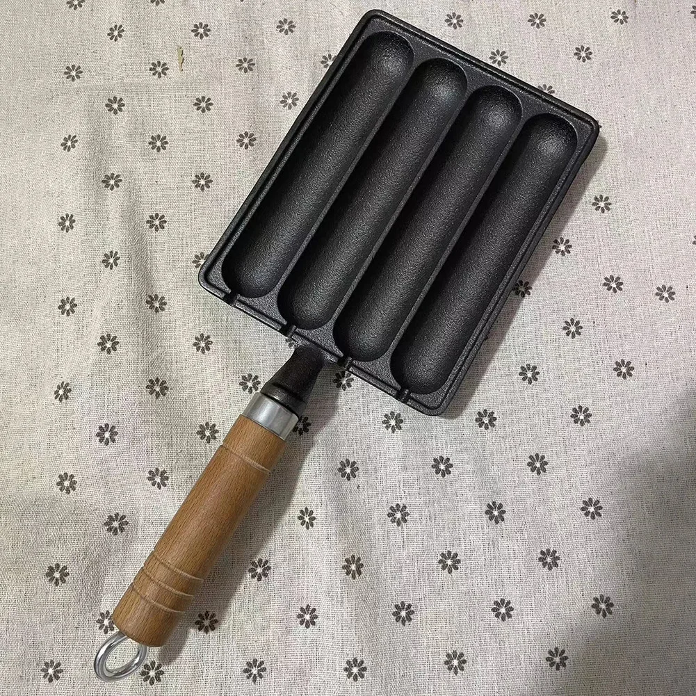 Чугунная предварительно приправленная кастрюля с деревянной ручкой Инструмент