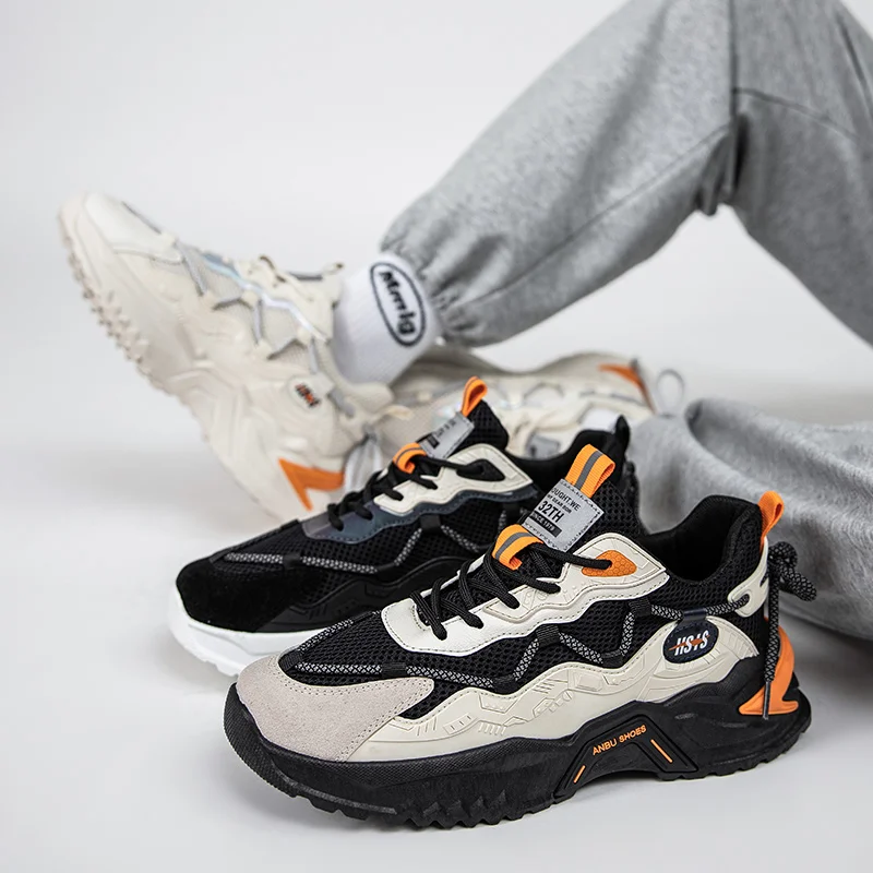 

Summer Men Casual Height Increase Mesh Skate Board Shoes Platform Run Sports Sneakers for Students Street Style