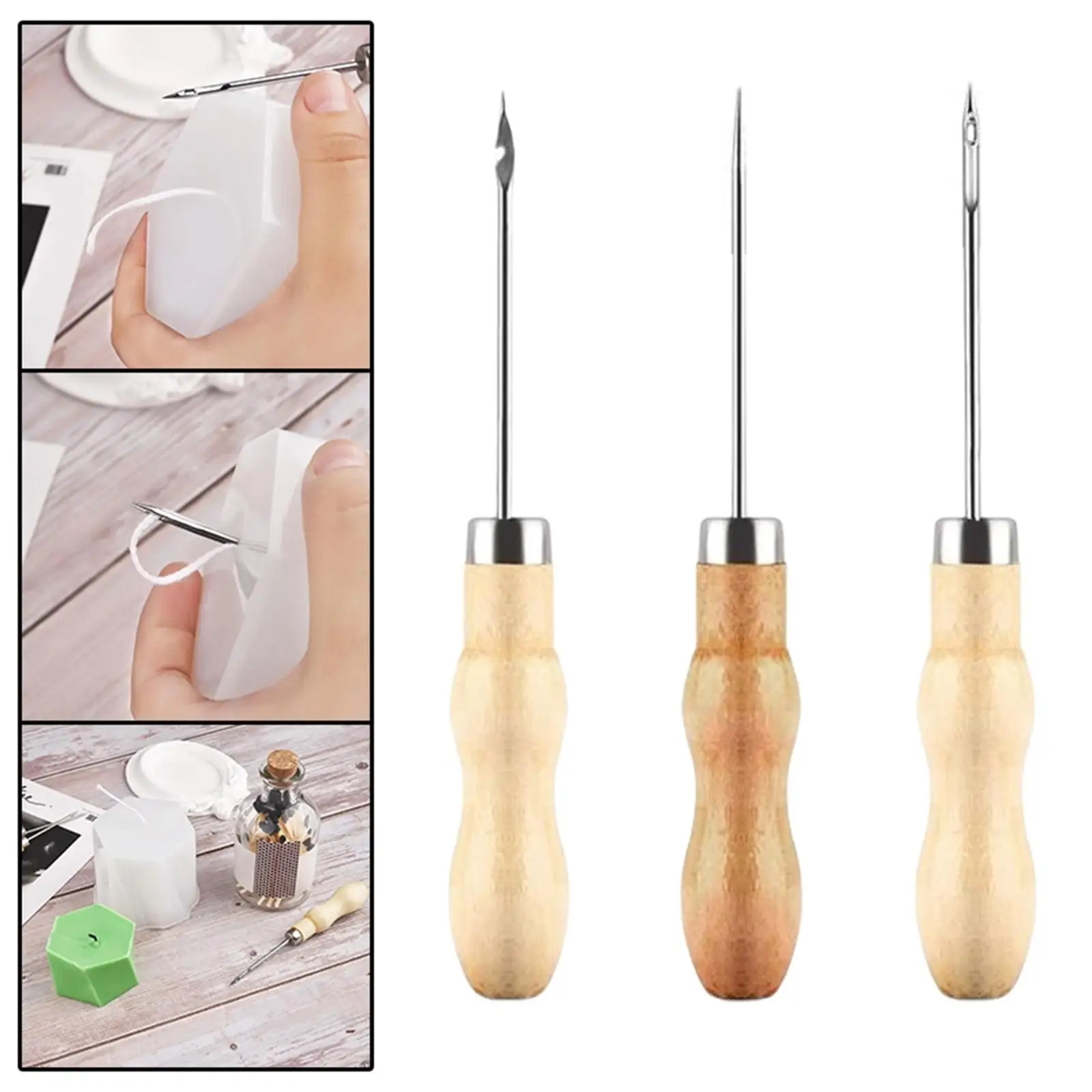 Шило для шитья 3x инструменты с деревянной ручкой пробивки отверстий царапин