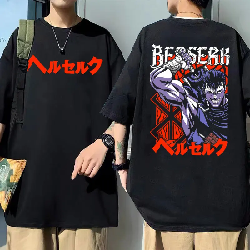 

Anime Men Women Manga Swordsman Gatsu Sacrifice Zodd Tees Male Vintage Harajuku Tshirt Berserk Guts Double Sided Print T-shirts