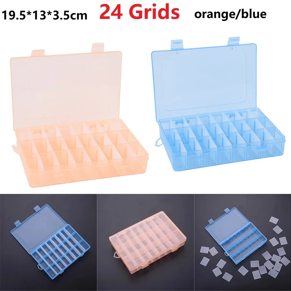 

Adjustable 24 Grids Compartment Plastic Storage Box Jewelry Earring Bead Screw Container Sundries Storage Organizer Case