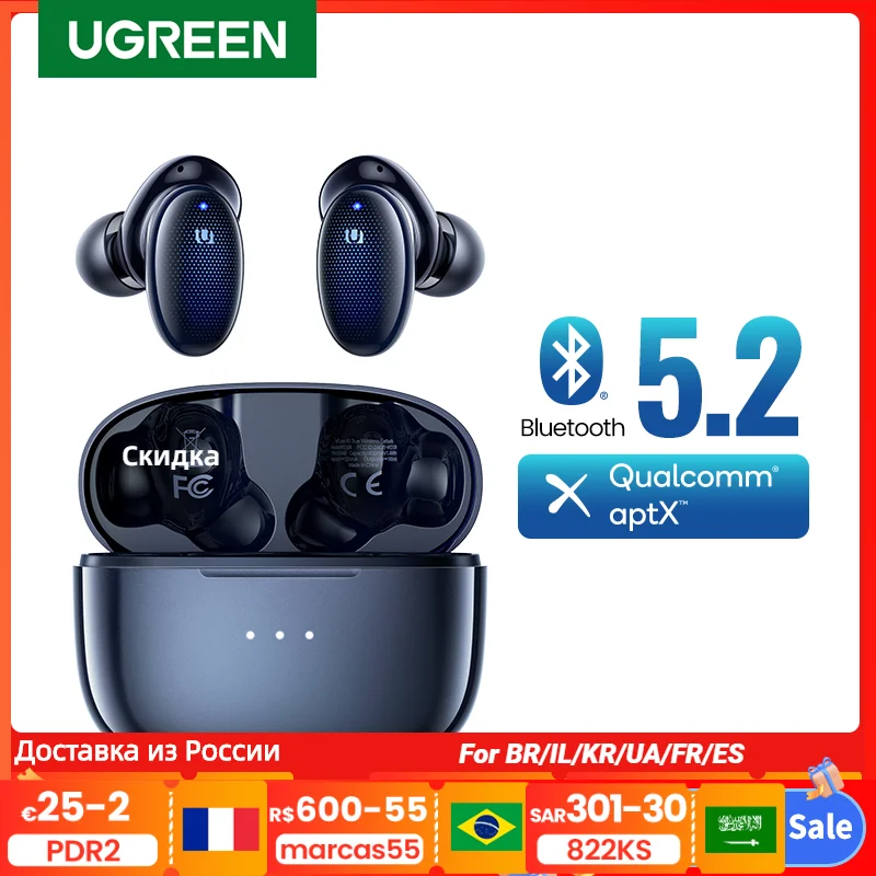 UGREEN HiTune X5 TWS беспроводные наушники Bluetooth 5,2 наушники Qualcomm QCC3040 aptX Codec TWS беспроводные наушники