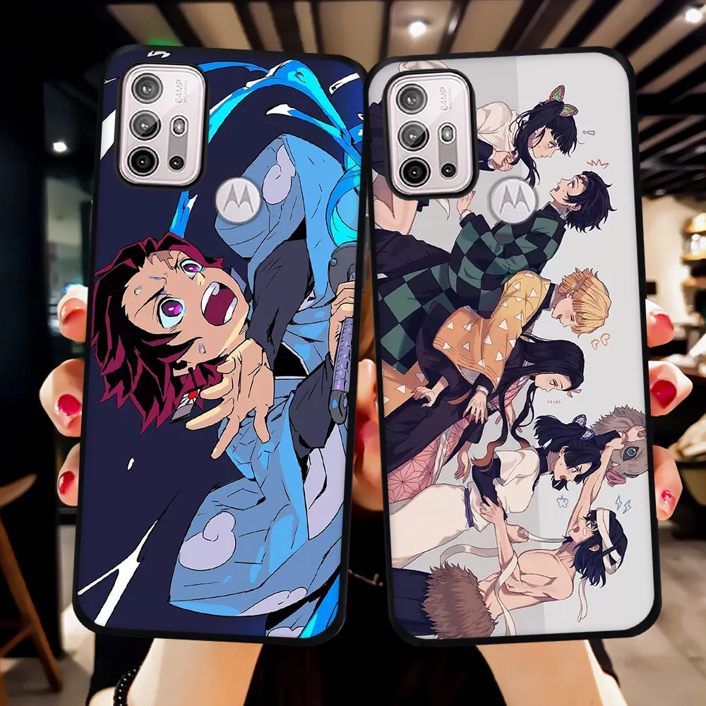 

Anime Demon Slayer Phone Case for Moto E20 E7 G10 G30 G50 5G G60 G40 G6 G7 Play EU E5 E6 G8 G9 Soft TPU Black Cover Coque Fundas