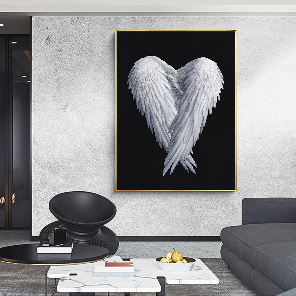 

Modern Angel Wings Canvas Paintings Abstract White Wing Posters and Prints Pop Wall Art Pictures for Living Room Home Decoration