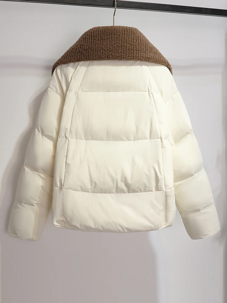 Пуховик с карманами женский свободный пуховик воротником-стойкой новинка зимы