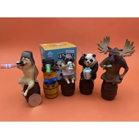 drunk animal series gashapon toys moose panda wolf pug 5 type creative action figure model desktop ornament toys