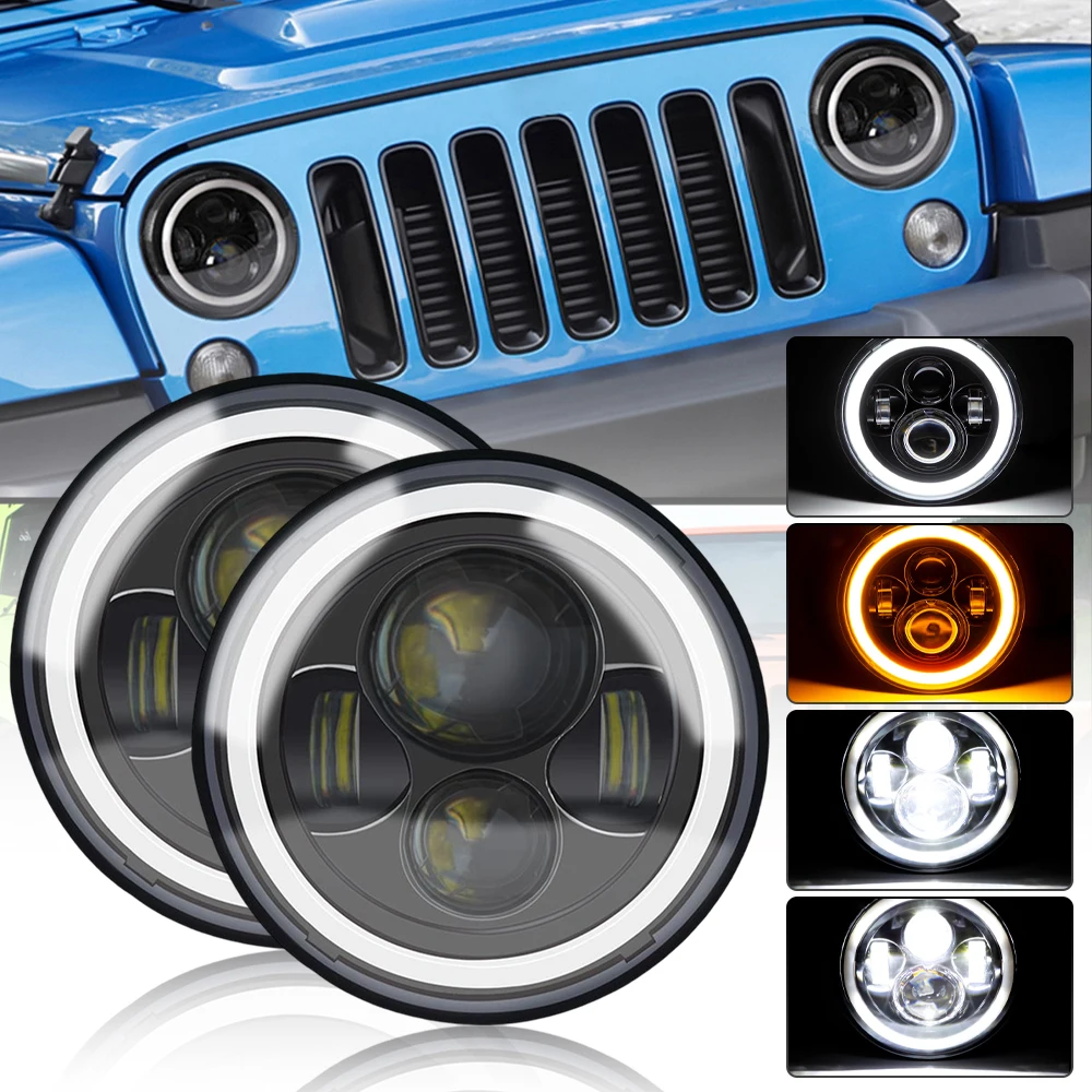

7-inch 4pcs Lamp Bead Led Automobile Headlamp Is Suitable for Jeep Car Work Lamp 9v-36v 6000k 3800lm Two Aperture Colors