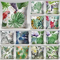 tropical decorative printing leaf green polyester pillowcase home decor sofa leaf decorative pillowcase 2022 new product single