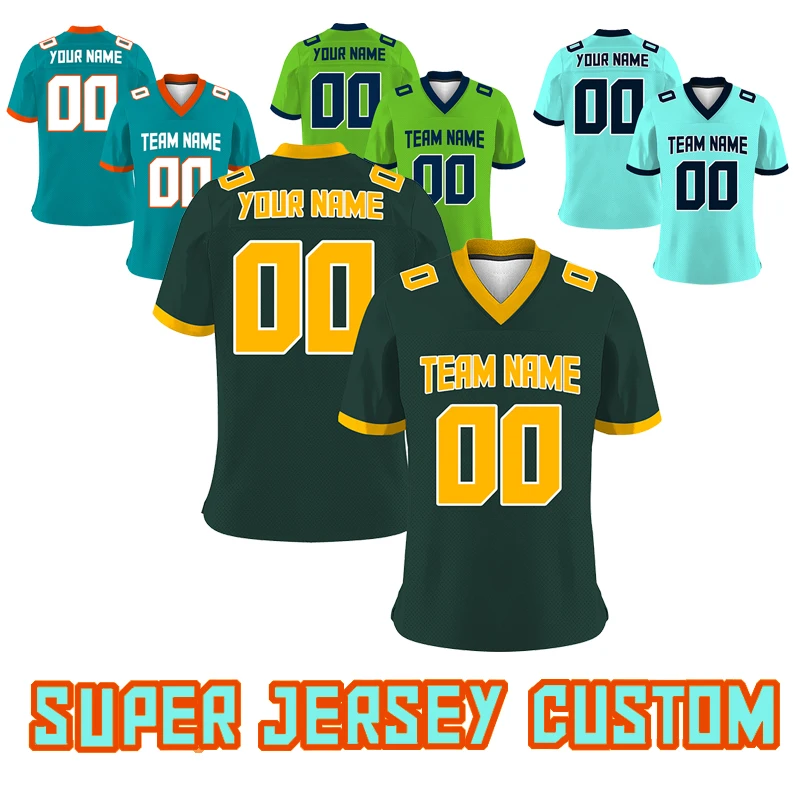 Футболка Green Super Jersey для американской футбольной команды, 2022, 2023 рубашка для регби на заказ, Футбольная Одежда, сублимационные заготовки, футболки
