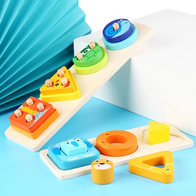 

Деревянные игрушки Монтессори, милые животные, геометрическая форма, колонна, игрушки для малышей, раннее образование, сортировка, подарки для дошкольников и детей