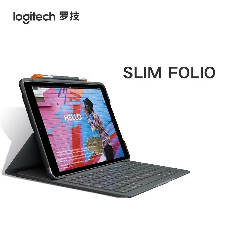 

Logitech Slim Folio Bluetooth Keyboard Case Is Applicable To The 7th and 8th Generation of 10.2 Inch IPad