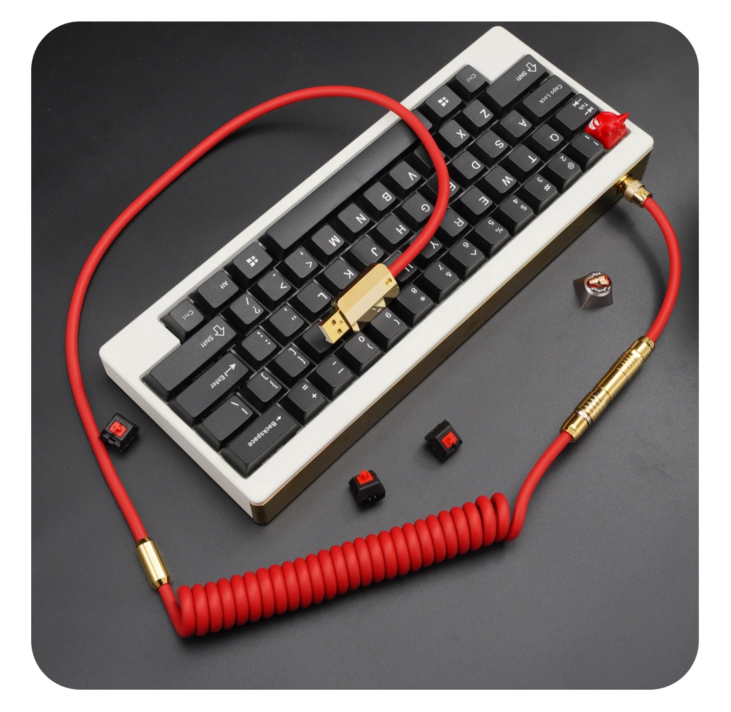 Механическая клавиатура и кабель GeekCable для передачи данных по индивидуальному заказу, супер эластичная серия, золотистая фурнитура, Красный Тип