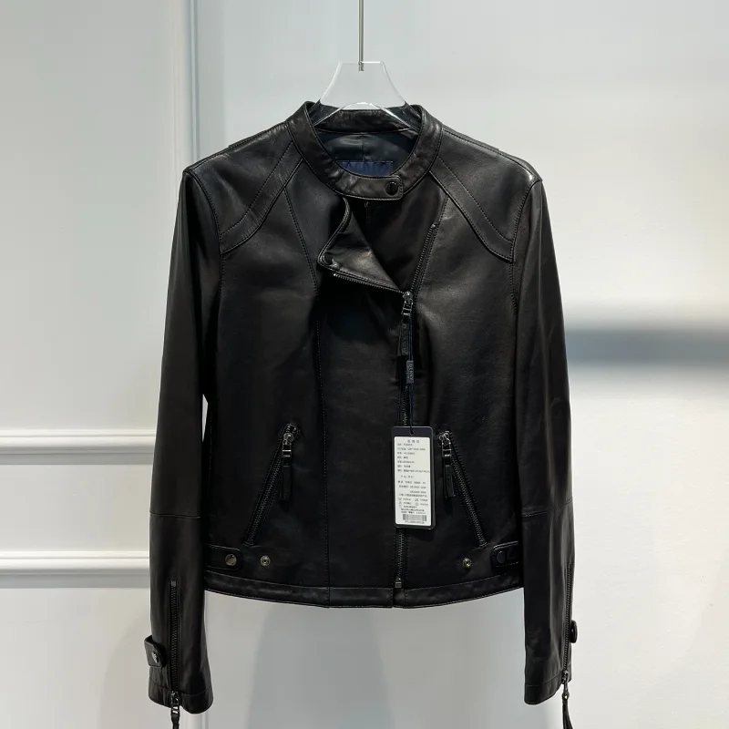 New Arrival Women Fashion Black Leather Jacket Latest 2022 Autumn Top Quality Gothic Vintage Long Sleeve Coat