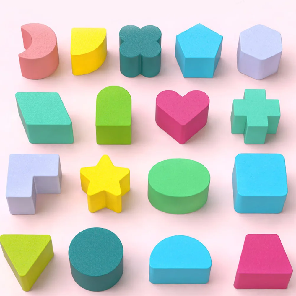 

Wooden 17-Hole Block Trailer Cognitive Matching Shape Matching Building Blocks Educational Toys for Kids