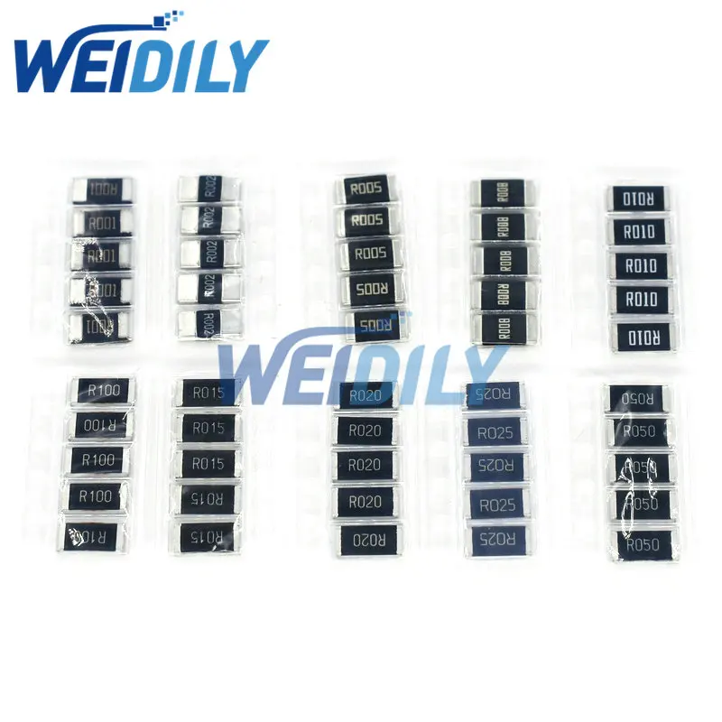 

50PCS Alloy resistance 2512 SMD Resistor Samples Kit 10 kindsX5pcs=50pcs R001 R002 R005 R008 R010 R015 R020 R025 R050 R100