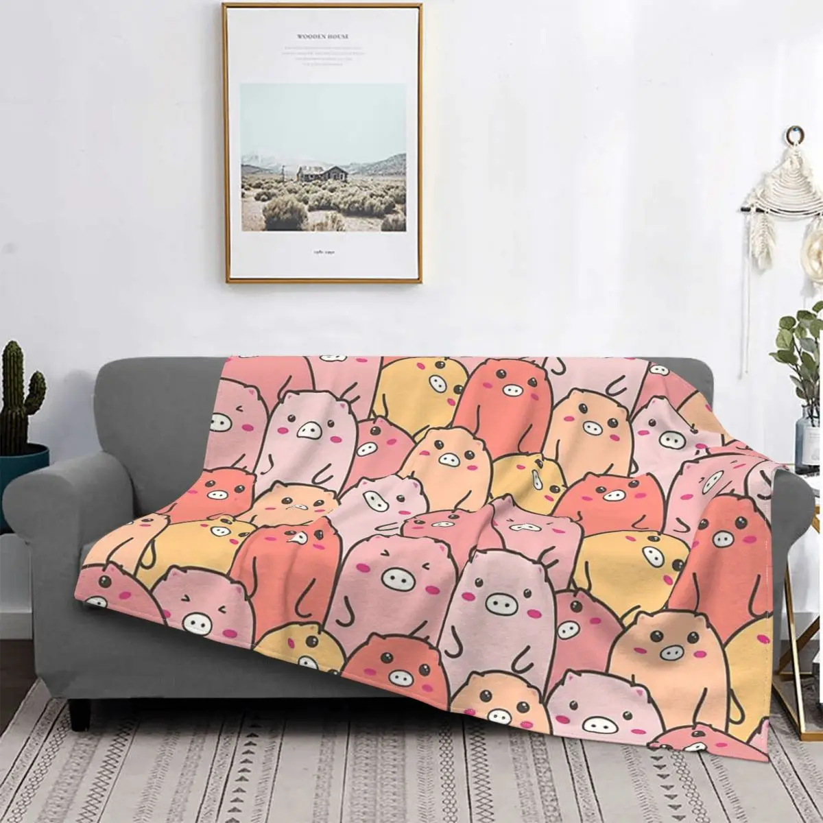 

Pig Blanket Plush All Season Cute Pigs Lineup Breathable Thin Throw Blankets For Bedding Outdoor Plush Thin Quilt