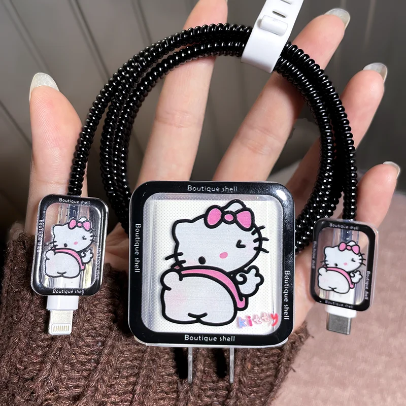 

Hellokittys Charger Case Kawaii Sanrio Cute Anime Iphone Charging Cable Anti-Scratch Shell Sweet Cartoon Birthday Gift