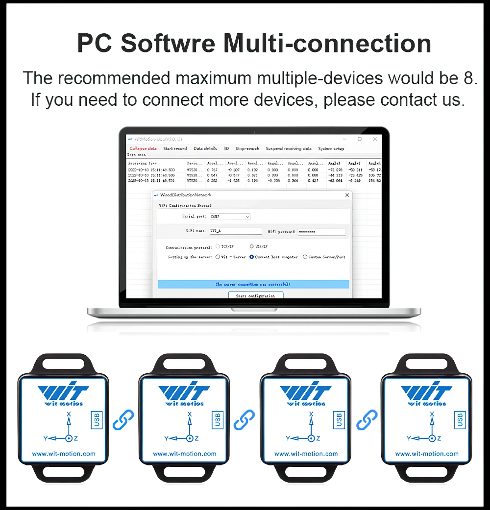 WitMotion WT901WIFI - беспроводной инклинометр (XYZ) с высокой точностью 9-осевой AHRS - акселерометр+гироскоп+угол+магнит, поддерживающий мульти-подключение.