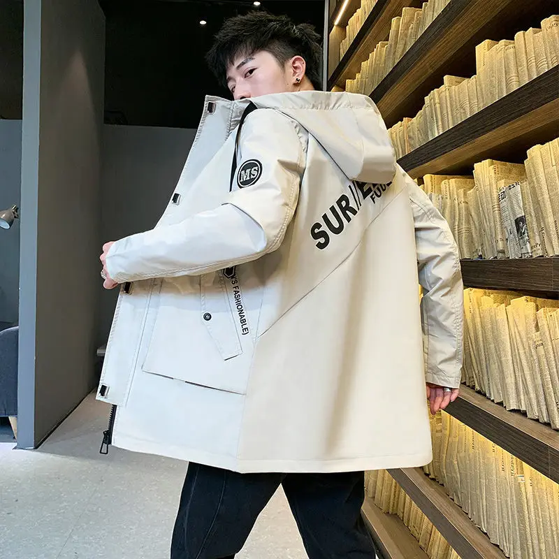 Куртка мужская с капюшоном тонкая ветровка бейсбольная куртка-бомбер