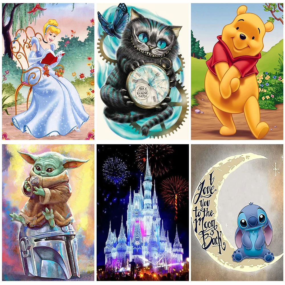 

Disney Cartoon Castle Princess Cinderella 5D DIY Diamond Painting Rhinestone Pictures Embroidery Cross Stitch Kits Home Decor