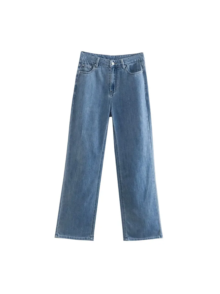 

BSK&ZA&TRF Women 2023 New Fashion washing Thin style Wide leg loose Jeans Vintage High Waist Zipper Female Denim Pants Mujer