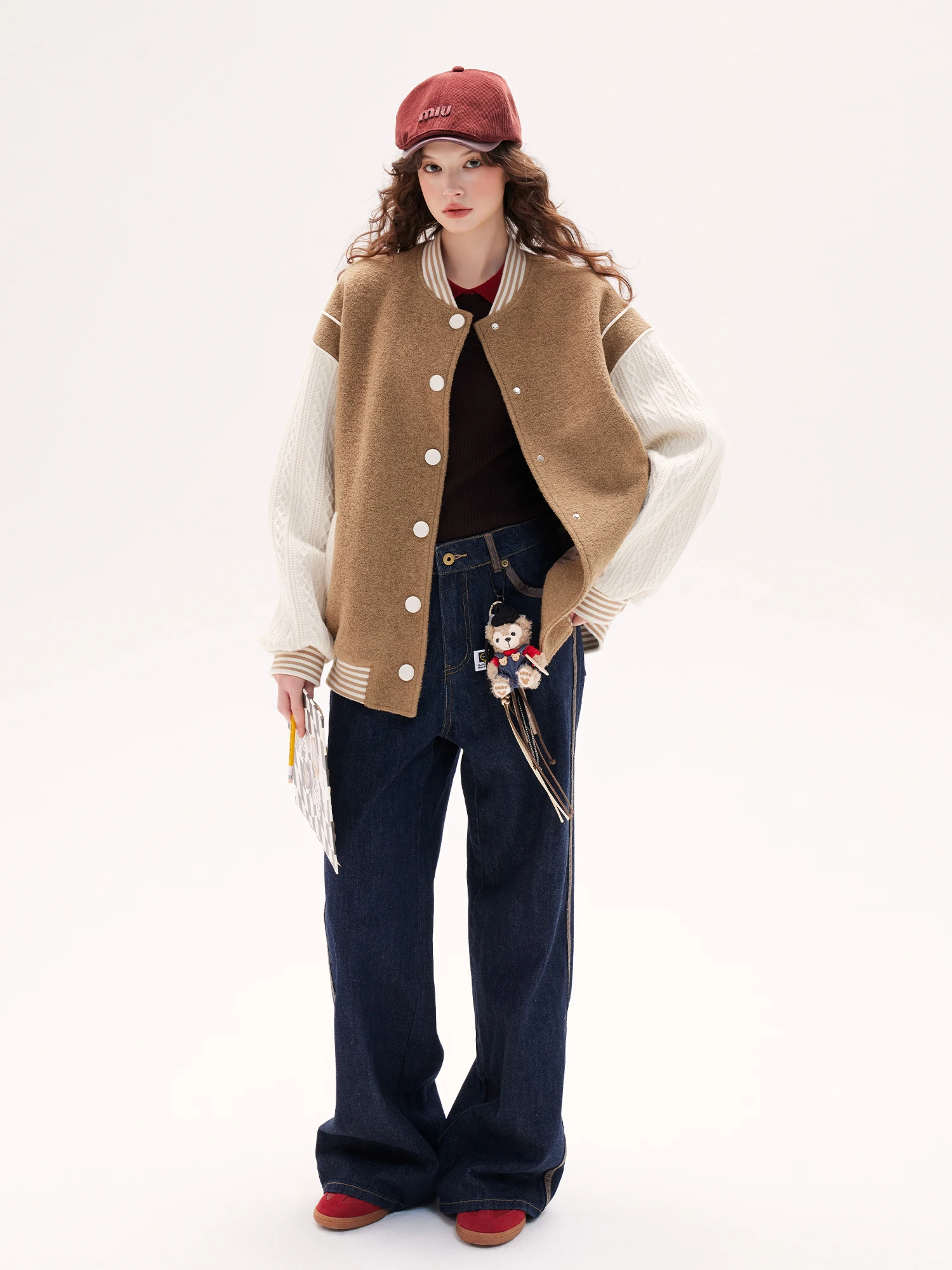 2024 зимняя шерстяная куртка в консервативном стиле женская американская цветная