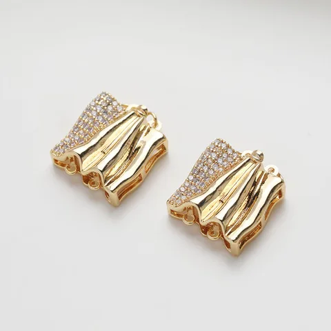 2 шт. Позолоченные латунные квадратные подвески 16*18 мм