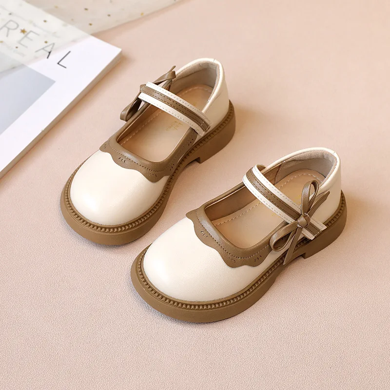 

Autumn Princess Shoes for Girls Fashion Patchwork Bowknot Kids Mary Jane Shoes Causal Versatile Shallow Children's Leather Shoes