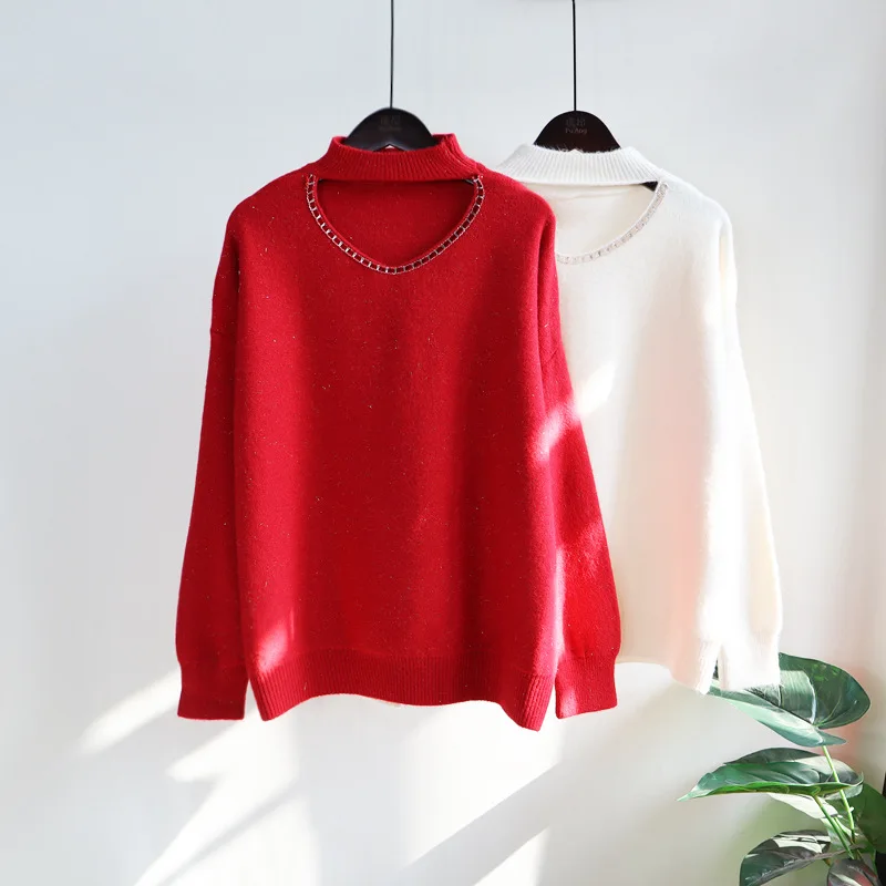 

knitted sweater top women's 2022 new loose sweater pullover one