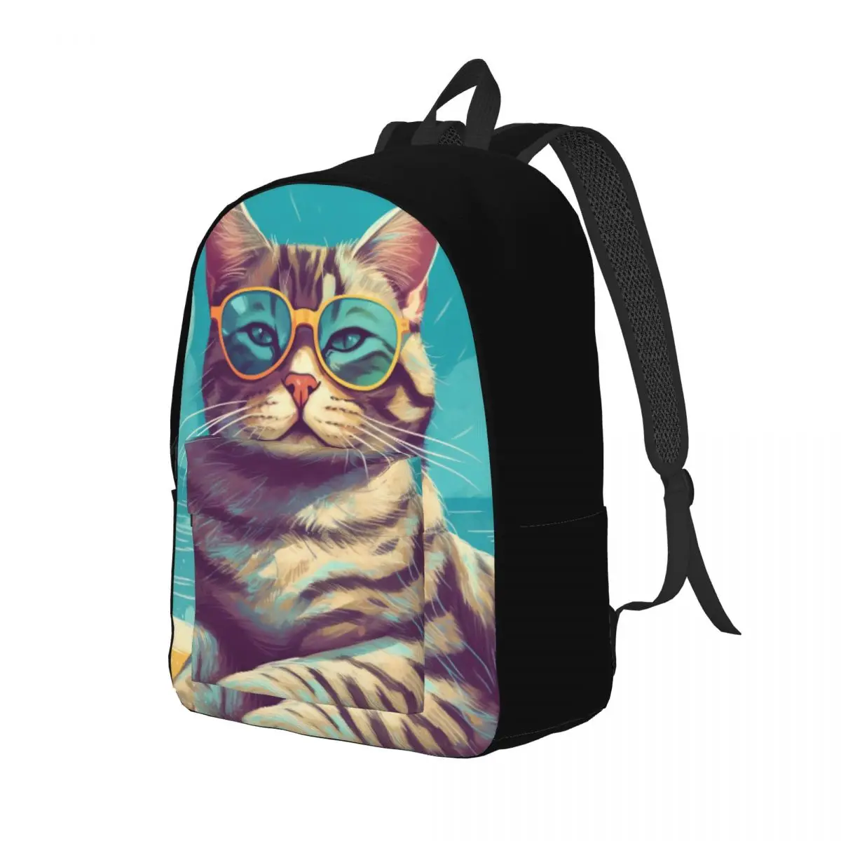 

Cat Canvas Backpacks Sunny Beach Sunglasses Big Unusual Backpack University Bags