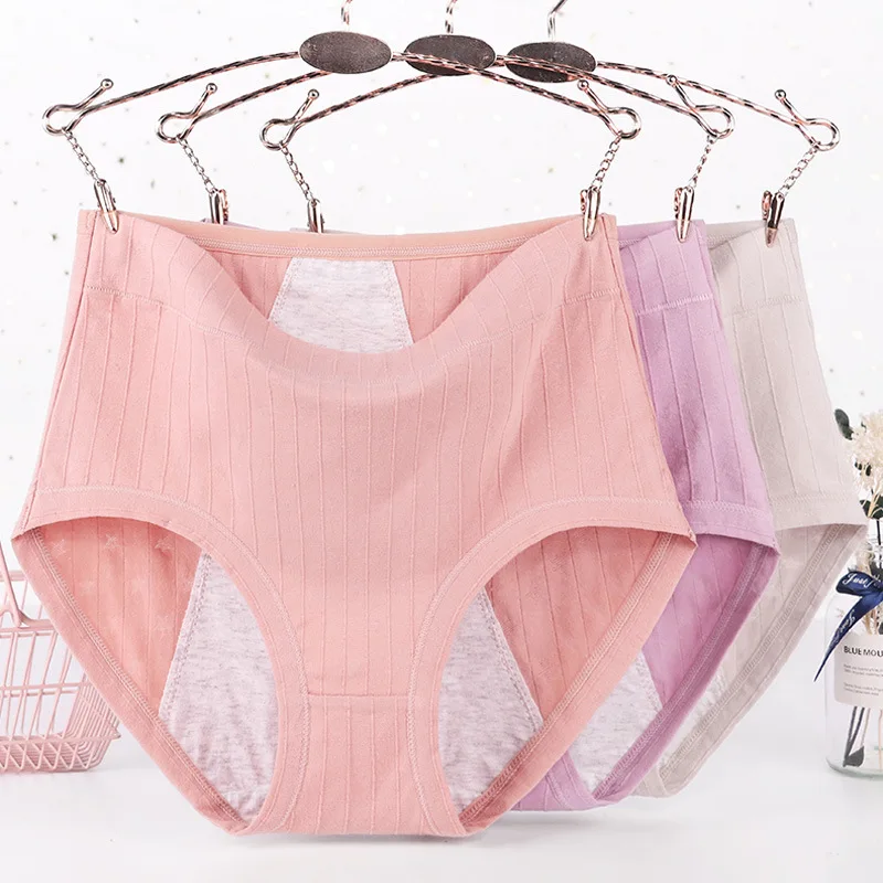 

XL-6XL Briefs Menstrual Underpants Plus Size Cotton Panties for Menstruation High Waist Leak Proof Physiological Period Pants